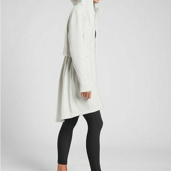 Athleta Light Gray Hooded Zip-Up Jacket SZ L - Picture 3 of 8